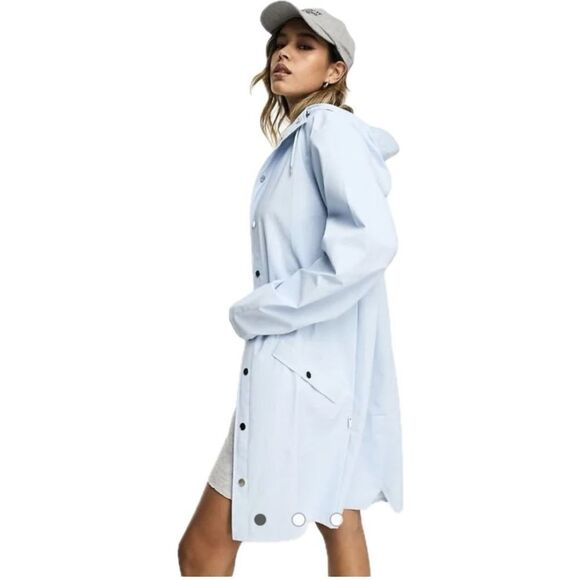 NWT Large Rains Unisex Waterproof Long Jacket Sky - Picture 5 of 10